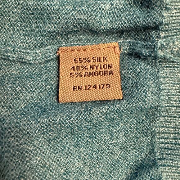 Johnston & Murphy Men’s XL Silk Angora Nylon Blend V-Neck Sweater Teal NWT - Picture 7 of 10